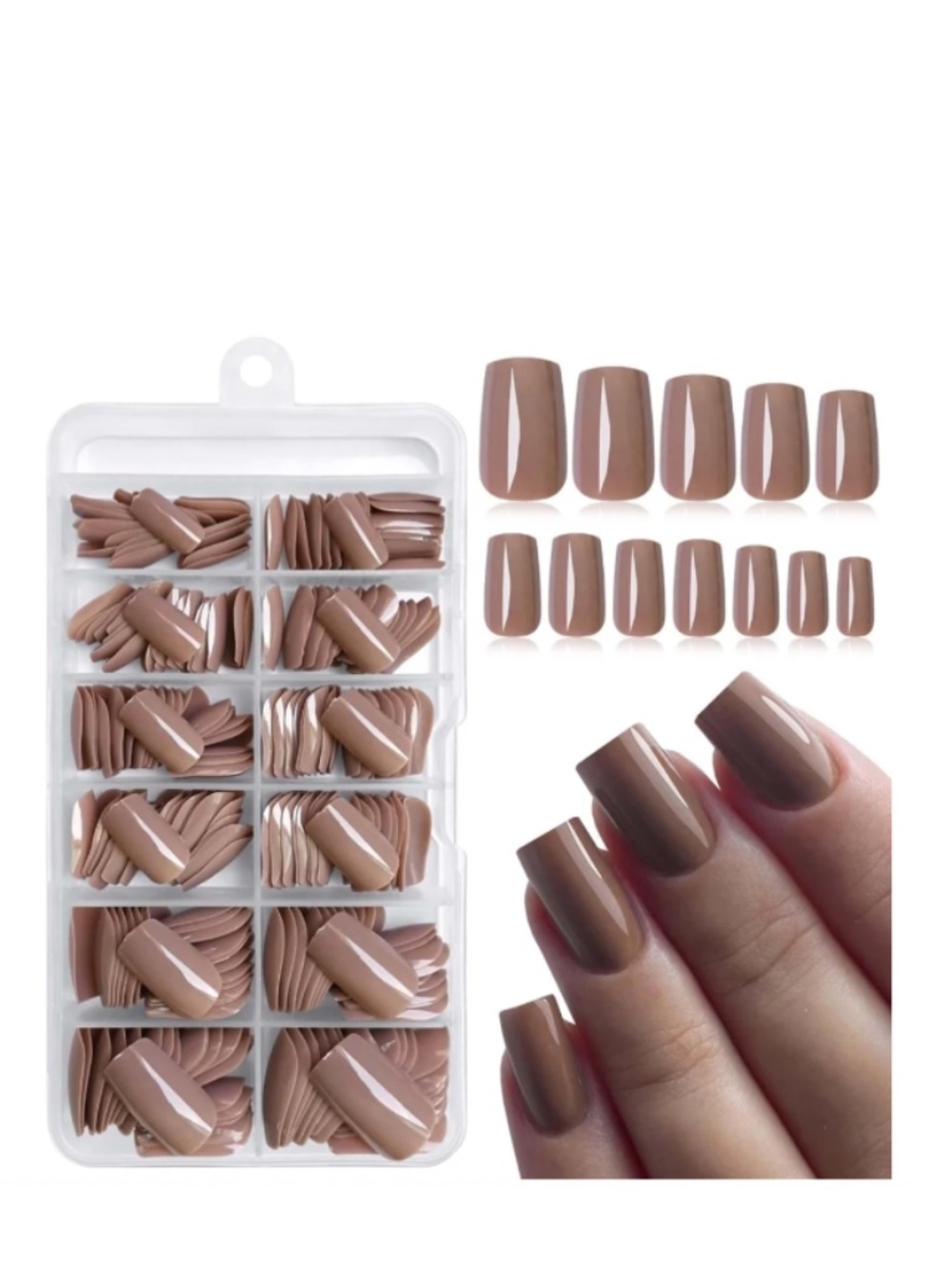 Coffee Brown Medium Square Press-On Nail Set